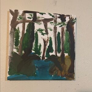 Hand Crafted Forest Serenity Painting - Green and Brown